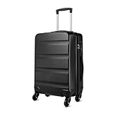 KONO Trolley Koffer Mittelgroß 4 Rollen Leicht Hartschalenkoffer Reisekoffer, ABS Hartschale, Zahlenschloss, 66x45x26cm, 63 Liter, Schwarz