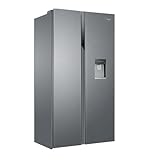Haier Side-by-Side Kühl Gefrierkombination HSR3918EWPG, freistehend, No Frost I 177,5 x 90,8 x 65,9cm I Side by Side Kühlschrank mit Wassertank, ohne Wasseranschluss I Kühlschrank Side by Side, 521 L
