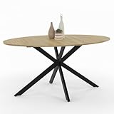 IDMarket - Esstisch oval Alix 6 Personen Fuß Spinne Holz und schwarz 150cm
