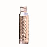 Wasserflasche aus reinem Kupfer, gehämmert, 1000 ml, nahtlos, auslaufsicher, für ayurvedische Vorteile
