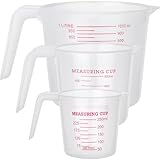 ISOLATECH Messbecher Set Kunststoff klein 250ml 500ml 1l mit mehreren Skalen hitzebeständig durchsichtig transparent weiß Backen Cups Chemie Farbe Futter Industrie KFZ Küche Labor Waschmittel