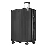yonsly® Koffer Suitcase XL Schwarz, Trolley Reisekoffer, Rollkoffer Handgepäck mit 4 Rollen 360°, ABS Hartschalen, Sicherheitsschloss, Weicher Gummigriff, 210D-Futter