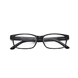 PROFLEX Safari Lesebrille gegen Kopfschmerzen, BluOptix Blaulichtblockierung, Federscharniere, robust, stoß und kratzfest, Unisex (Herren + Damen), stilvoll (BLK; +1,5)