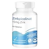 Zinkpicolinat - mit 15mg Zink - 90 Tabletten - hochdosiert - sichere Dosierung - vegan - bioverfügbare Supplements aus Deutschland | Vitamintrend