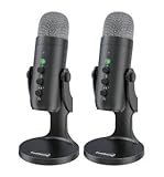 zealsound Professionelles USB Kondensatormikrofon Set, Doppelpack, Schwarz