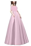 GATMSTZ Schulterfreies Damenkleid, Samt, Ballkleid, langärmelig, Abendkleid, elegant, sexy, Schwarz, Pink, 36
