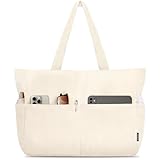 HOMESPON Handtasche Damen Tote Bag Shopper Groß Umhängetasche Cord Crossbody Beuteltasche Schultertasche Stoffbeutel für Einkaufen Schule Arbeit Reisen(Beige M)