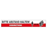 Bitte Abstand halten Aufkleber 80cm x 12cm Bodenmarkierung Hinweisschild für Handel und Behörden Folie selbstklebend (RX011 Diskretion Bodenmarkierung)