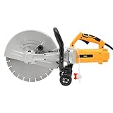 Elektrische Steinsäge Betonschneider,3000 W Schnurgebundene elektrische Kreissäge mit 30W-Wasserpumpe,4200rpm,14-Zoll-Sägeblatt,Schneiden von Stahl,Beton,Gelb