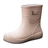 Generisch Damen Regenstiefel Wasserschuhe,Gummischuhe Regenstiefel Schuhe Damen,Einfarbig Plateau rutschfeste,Outdoor-Arbeit Angeln Autowäsche Küche Überschuhe Freizeitschuhe