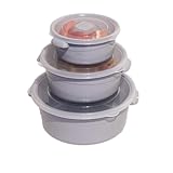 astor24 3er Set Mikrowellen Geschirr - Töpfe Set 2L, 1L, 0,5L - Vorrats Dose Aufbewahrung zum erhitzen, einfrieren mit Deckel und Belüftung BPA frei - Mikrowellenfeste Frischhaltedose