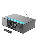 Internetradio mit CD Player & Bluetooth | 120W 2.1 Stereo DAB Radio mit Eingebauter Subwoofer | Internetradio WLAN mit Spotify Connect, Podcasts, FM | Farbdisplay | Majority Quadriga Internet Radio
