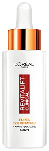 L'Oréal Paris 12 % pures Vitamin C Serum, Für einen gestrafften und aufgehellten Teint, Gegen erste Falten und Linien, Revitalift Clinical, 1 x 30 ml