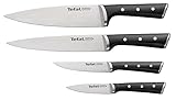 Tefal Ice Force Set mit 4 Messern | Kochmesser 20 cm | Fleischmesser 20 cm | Universalmesser 11 cm | Schälmesser 9 cm | Schneidleistung und Schärfe | Edelstahl/Schwarz