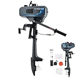 3.5 PS 2 Takt Außenbordmotor Set, Elektro Außenborder Bootsmotor Benzinmotor CDI System Halb Wasserkühlung & Halb Luftkühlung, AußEnbord-Benzinmotor Leistungsstarker Motor für Kleine Boote