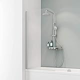 Schulte D1650 01 50 Komfort Duschabtrennung für Badewanne, Alunatur, Sicherheitsglas ohne Beschichtung