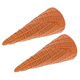 Cabilock 2 Stück Miniature Realistische Kunst Eiswaffel Modelle für Puppenhaus und Simulation Robuste und Bruchfeste Eistüten Dekoration für Rollenspiele und Fotografie