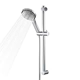 OFFO Brausestange Duschkopf mit 6 Strahlarte, 1,6 m Edelstahl Duschschlauch, verstellbarem 60cm Steigrohr und Handbrause Duschbrause, Chrom