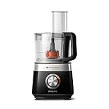Philips HR7530/10 Küchenmaschine Viva Collection (850 W, 29 Funktionen, 2L Füllkapazität, 2-in-1 Schneidescheibe, Zitruspressenaufsatz, Standmixeraufsatz) schwarz