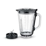 SEVERIN Standmixer-Aufsatz, Standmixer mit verschiedenen Zubereitungsmöglichkeiten, temperaturbeständiger Glasbehälter mit 1.5L Kapazität, passend zu den Küchenmaschinen: KM 3896, 3897, 3898 ZB 5593
