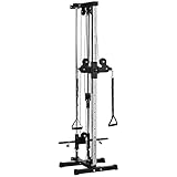 SPORTNOW Kraftstation höhenverstellbar 25-165 cm mit Dual-Pulley-Systemen Adaptern Multifunktionale Trainings-Gerät max. 120 kg, für Heimtraining 62 x 60 x 200 cm Schwarz
