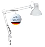 MAUL Schreibtischlampe MAULstudy | Verstellbare Klemmleuchte mit Gelenkarm für Büro und Schreibtisch | Elegante Schreibtischlampe LED aus Metall | Exklusive LED-Leuchtmittel | Weiß