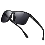 suoso Polarisiert Sonnenbrille-Herren-Damen-Outdoor Sport Sunglasses Sonnenbrillen Unisex Retro Schwarz Brille UV400 Fahren Wandern Golf Angeln Schwarzer Rahmen grauer Film