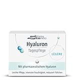 HYALURON TAGESPFLEGE LÉGÈRE 50ml von medipharma cosmetics, Hyaluron in pharmazeutischer Qualität + Hyaluron Aktiv Konzentrat spendet Feuchtigkeit und reduziert Fältchen
