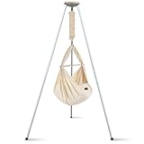 SCHMUSEWOLKE Federwiege - Set mit weißem Tipi-Gestell - Hängematte für Babys und Kleinkinder ab Geburt bis 3 Jahre - Bio-Baumwolle - Mit Schafwoll-Matratze