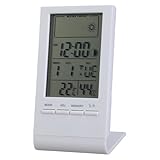 Digitales Temperatur- und Feuchtigkeitsmessgerät, Messgerät für Zuhause, Babyzimmer, Thermometer, Hygrometer mit Zeitwecker, Wetteruhr