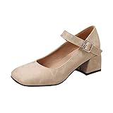 Hochzeitssandalen für Damen, modisch, einfarbig, Lederschnalle, runde Zehenpartie, dick, hochhackig, einzelne Schuhe, Damensandalen, beige, 39.5 EU