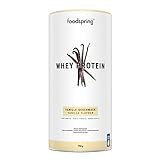 foodspring Whey Protein Pulver Vanille – Mit 24g Eiweiß zum Muskelaufbau, perfekte Löslichkeit, aus Weidemilch, reich an BCAAs & EAAs - 750g