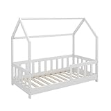 VitaliSpa Hausbett Michelle, Bett aus Holz, Weiß, 70x140 cm mit Rausfallschutz