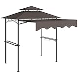 Outsunny Grillpavillon 242x149x248 cm wasserabweisend flammhemmend Gartenpavillon mit Doppelschichtdach Seitenregalen, UV 30+Gartenlauben, BBQ Pavillon, Gartenzelt für Garten Picknick BBQ Kaffee