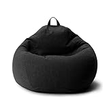 AD.CON Sitzsack mit EPS-Perlen Füllung, Puff, Relax-Sessel, Sitzkissen, Bodenkissen, Bean Bag 90x110x50 Schwarz 250L