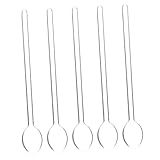 FIXOSHEE 5Stücke Glasrührlöffel mit Langem Hitzebeständig Ergonomischer Teelöffel für Cocktails Desserts Wiederverwendbar Leicht zu Reinigen für Hohe Tassen