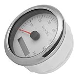 Drehzahlmessgeräte, ABS PVC Edelstahl Easy Installation Drehzahlmesser Tachometer für Auto für Autoboot Motor 9‑32V DC (WHITE)