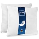 LILENO HOME Federkissen 80x80 cm [2er Set] - Kissen 80 x 80 cm aus Federn als Kopfkissen, Schlafkissen u. Bettkissen perfekt für Allergiker und Kinder - Federkernkissen mit je 1200 g Füllung