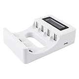 NUOBESTY 4-fach Akkuladegerät Wiederaufladbar 18650 Ladegerät Alle Werkzeug Ladegeräte Batterieladegerät Mit Lcd-display Ladegerät Mit 4 Steckplätzen Abs Weiß