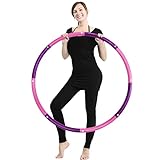 2,3kg Gewicht Hoola Hoop Fitness Hula Hoop Reifen für Erwachsene Anfänger und Fortgeschrittene 8 Teiliger und 100 cm Fitnessgerät für Zuhause Hullahub Reifen zum Abnehmen Pink Lila(2.30)