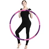 2,3kg Gewicht Hoola Hoop Fitness Hula Hoop Reifen für Erwachsene Anfänger und Fortgeschrittene 8 Teiliger und 100 cm Fitnessgerät für Zuhause Hullahub Reifen zum Abnehmen Pink Lila(2.30)