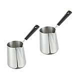 Cabilock 2St schicker Milchtopf topfheizung easy putz Saucentopf mit Deckel Tasse für Espressokannen behälter zum schmelzen von schokolade Mehrzweck-Kochtopf Rostfreier Stahl Silver