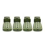 Hundeschuhe Pfotenschutz Outdoor – Hundeschuhe Wasserdicht, einfach an- und auszuziehen, atmungsaktiv, rutschfest, leicht zu reinigende Hundestiefel für Sommer Hitze und Winter Schnee (Olive, L)
