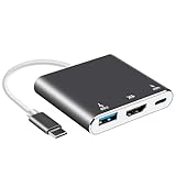 ZEPFJHE Tragbarer Typ-C-zu-HDMIs-Adapter-Konverter 4K60Hz mit PD65W Aufladen für Geräte, Netzteiladapter, Metallgehäuse