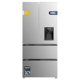 Cecotec Kühlschrank mit französischer Tür 436L - Wasserdispenser - Bolero CoolMarket FD 436WD Inox E. 183 cm Höhe und 83,6 cm Breite, Inverter Plus Kompressor, Total No Frost, Türalarm