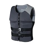 Schwimmweste, Schmal Geschnittener ärmelloser Schwimmjacke mit Verstellbarem Sicherheitsgurt und Reißverschluss for Wassersport, Surfen, Schwimmen(Grey b,XXL)