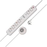 Brennenstuhl Eco-Line Comfort Switch Plus, Steckdosenleiste 6-Fach (Mehrfachsteckdose mit 2 permanenten, 4 schaltbaren Steckdosen, beleuchteter Fußschalter) weiß