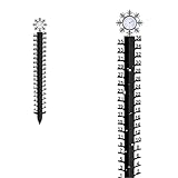 Winter-Schneeflocken-Metall-Lineal, 91,4 cm, Schneemesser mit Thermometer, Outdoor-Dekorationen, Regenmesser, Gartenstecker, Schneelineal