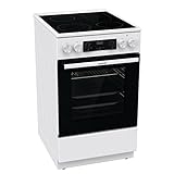 Gorenje GECS5C 70 WA Elektro-Standherd mit Glaskeramik-Kochfeld / 50 cm / 70 Liter/Schnellaufheizung/AirFry/ExtraSteam/Teleskopauszug/AquaClean/weiß