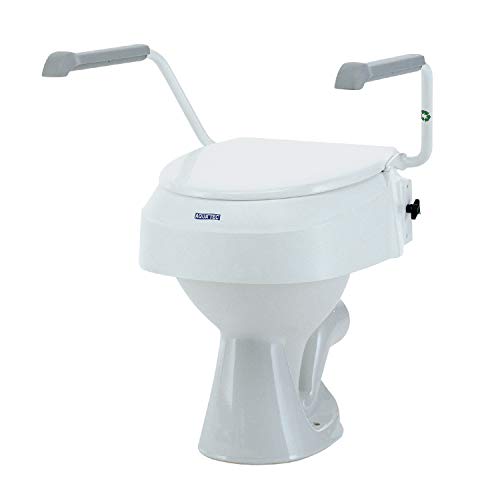 Invacare Aquatec 900 Toilettensitzerhöhung mit Armlehnen, erhöhte Toilettensitze für ältere Menschen, Weiß, erhöht den Sitz um 100 mm